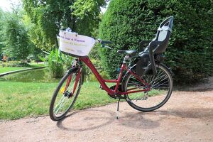 Mechanical bicycle rental with baby carrier in Vienne